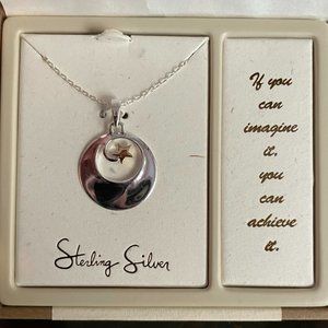 Moon and Star Sterling Silver Necklace